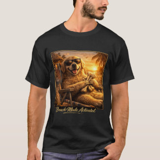 Camiseta Cachorro Golden Retriever em Modo Praia A
