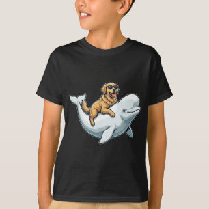 Camiseta Cachorro Golden Retriever Engraçado Andando em uma