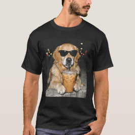 Camiseta Cachorro Golden Retriever Engraçado Bebendo Café G