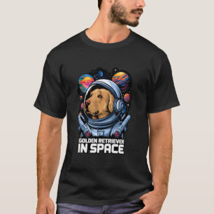 Camiseta Cachorro Golden Retriever Engraçado no Espaço Desi