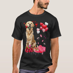 Camiseta Cachorro Golden Retriever Engraçado Rosa Coração F