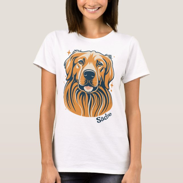 Camiseta Cachorro Golden Retriever Estilo Vintage (Frente)
