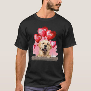 Camiseta Cachorro Golden Retriever Feliz Dia dos Namorados 