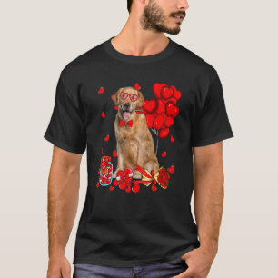 Camiseta Cachorro Golden Retriever Fofo Coração Dia dos Nam