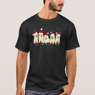 Camiseta Cachorro Golden Retriever Fofo Papai Noel Com Luze