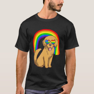 Camiseta Cachorro Golden Retriever Lgbt Arco-íris Bandeira