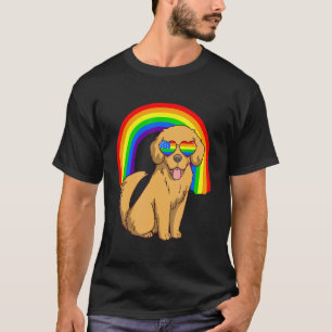 Camiseta Cachorro Golden Retriever Lgbt Arco-íris Bandeira