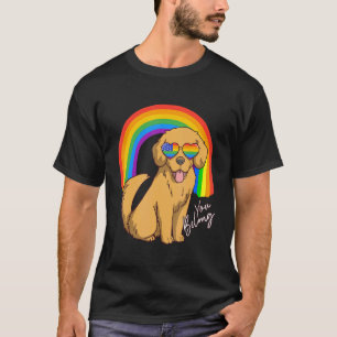 Camiseta Cachorro Golden Retriever Óculos Arco-íris Orgulho