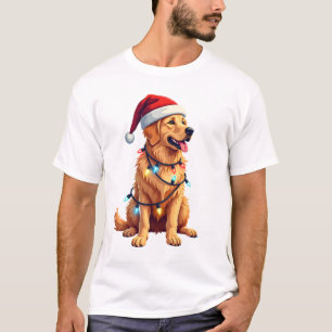 Camiseta Cachorro Golden Retriever Papai Noel Natal Xmas Lu