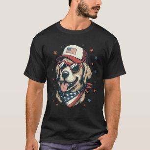 Camiseta Cachorro Golden Retriever Patriótico 4 de Julho Am