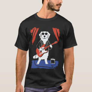 Camiseta Cachorro Golden Retriever Tocando Guitarra Elétric