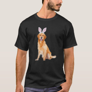 Camiseta Cachorro Golden Retriever Usando Orelhas de Coelho