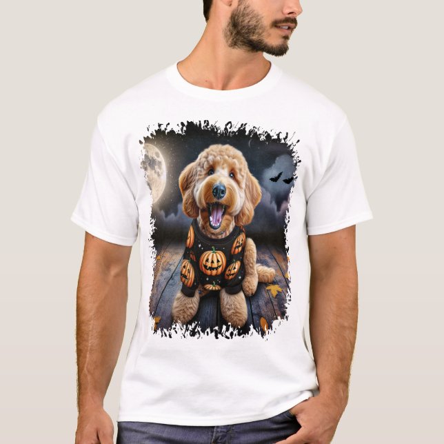 Camiseta Cachorro Goldendoodle Halloween (Frente)