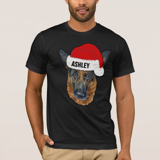 Camiseta Cachorro Grande de Natal German shepherd Bonito (Frente)