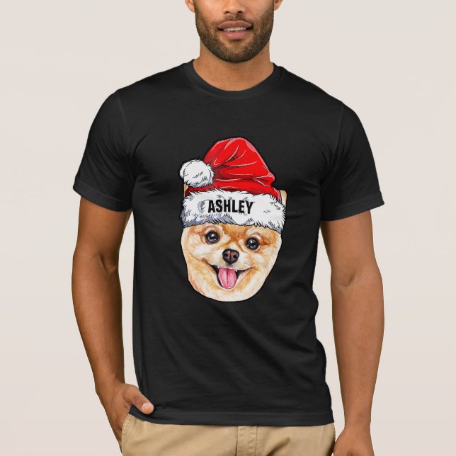 Camiseta Cachorro Grande de Natal Pomeraniano Terrier (Frente)