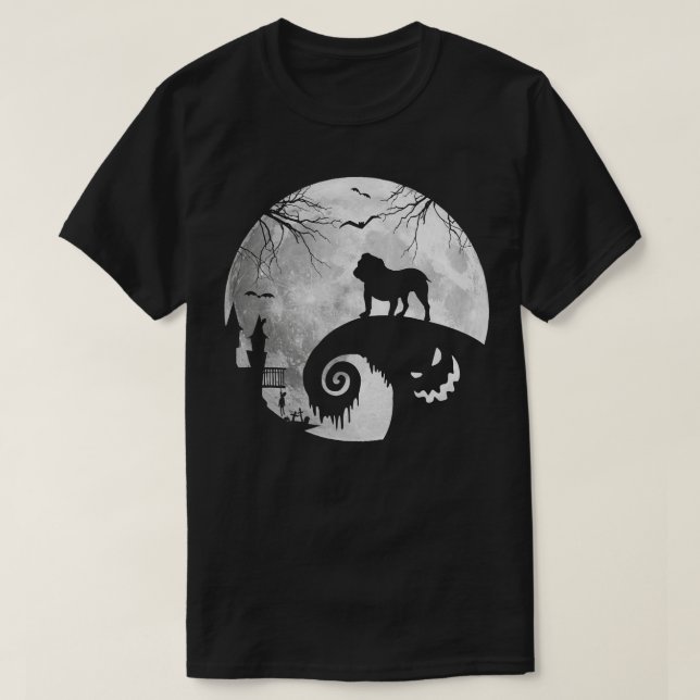 Camiseta Cachorro-Grande E Cachorro-Moon-Halloween Cachorro (Frente do Design)