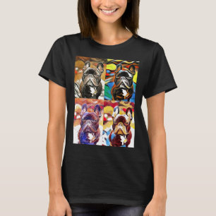 Camiseta Cachorro-Grande Francês Cachorro-Colagem Colorida