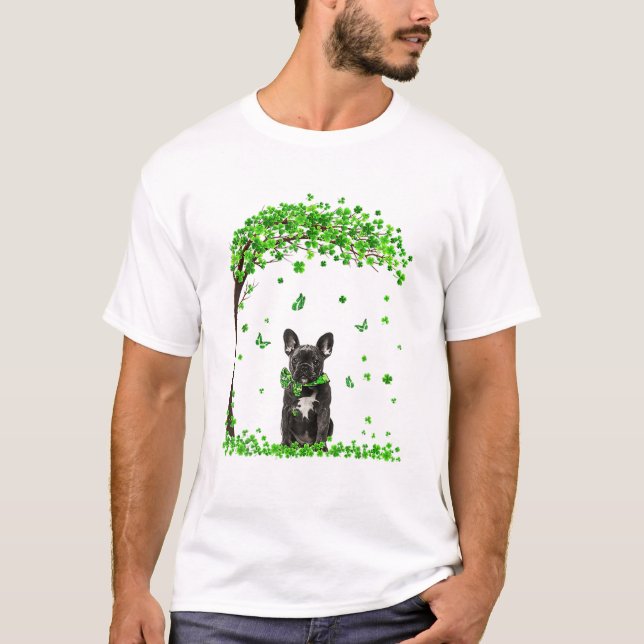 Camiseta Cachorro-Grande Francês Cachorro Verde Irlandês Ru (Frente)