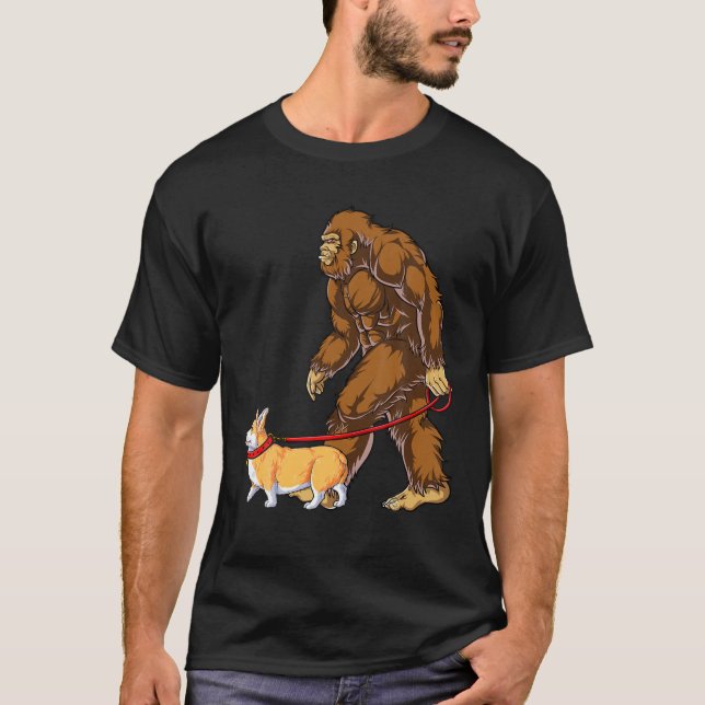 Camiseta Cachorro Grande Walk Corgi Boys Crianças Sasquatch (Frente)
