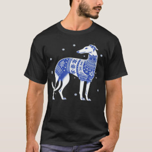 Camiseta Cachorro Greyhound de Natal Vestindo uma Blusa Fei
