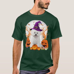 Camiseta Cachorro Halloween Bichon Frise Cachorro Jack O La