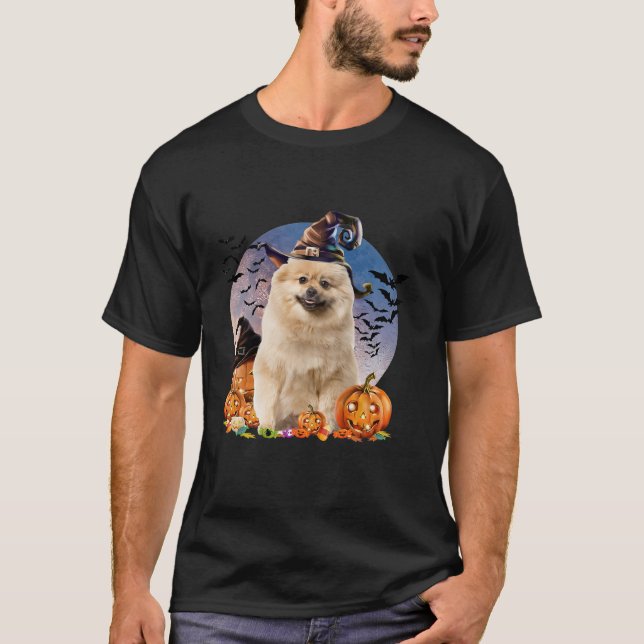 Camiseta Cachorro Halloween Keeshond Jack O Lanterna Pumpki (Frente)