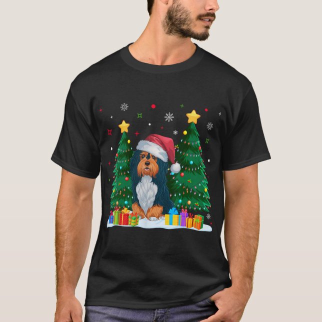 Camiseta Cachorro Havanês Abraça Santa Hat Suor de Natal Fe (Frente)