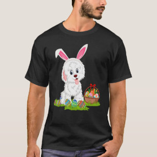 Camiseta Cachorro Havanês Páscoa De Ovo Caçando Ervas Bunny