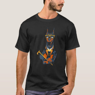 Camiseta Cachorro hipster Vestindo Óculos Cachorro Geek