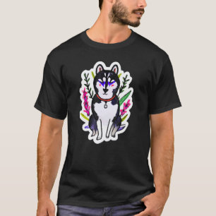 Camiseta Cachorro Husky Botânico Legal Malamute Homens Mulh
