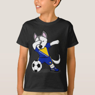 Camiseta Cachorro Husky Dabbing Bósnia e Herzegovina Futebo