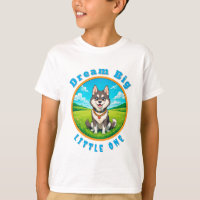 Cachorro Husky de Desenho Animado Feliz Sentado ao