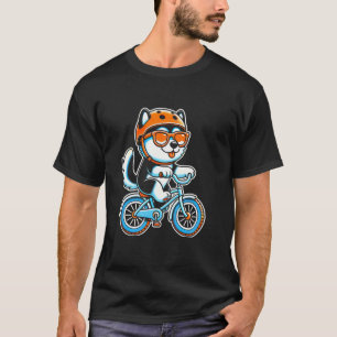 Camiseta Cachorro Husky Engraçado Andando de Bicicleta