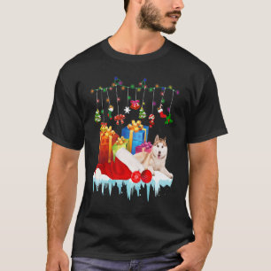 Camiseta Cachorro Husky Engraçado Fofo Natal Papai Noel Fam