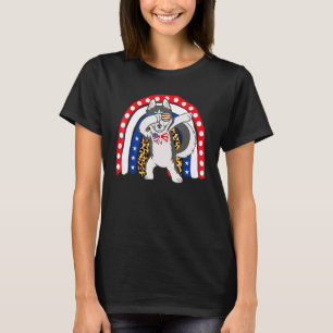 Camiseta Cachorro Husky Fazendo Dab 4 De Julho Bandeira Ame
