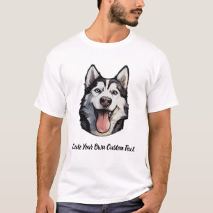 Camiseta Cachorro Husky Siberiano Crie Seu Próprio Texto Pe