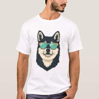Camiseta Cachorro Husky Siberiano Elegante Vestindo Roupas 