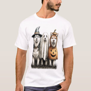 Camiseta Cachorro Husky Siberiano Fantasma de Halloween