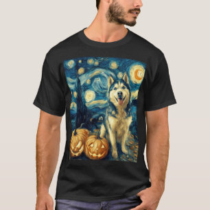 Camiseta Cachorro Husky Siberiano Fofo Dia das Bruxas Jack 