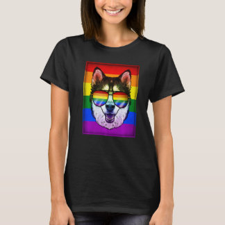 Camiseta Cachorro Husky Siberiano Gay Engraçado Arco-íris O