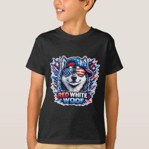 Camiseta Cachorro husky siberiano vermelho branco e engraça