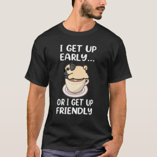 Camiseta Cachorro I Levanta Cedo Café Engraçada Cachorros D