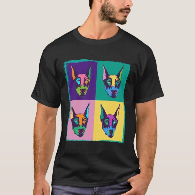 Camiseta Cachorro I Pop Art Doberman (Frente)