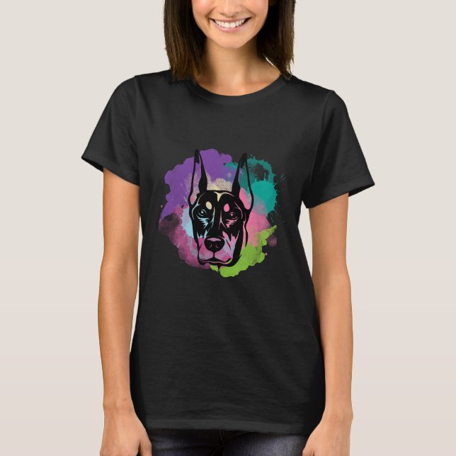 Camiseta Cachorro I Splash Art Doberman Pinscher (Frente)