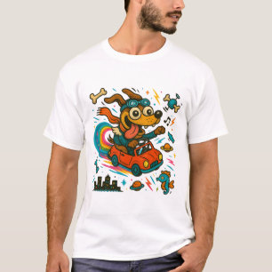Camiseta Cachorro Idiota Conduzindo Pelo Espaço