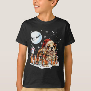 Camiseta Cachorro Inglês Bonito e Divertido Luzes de Natal