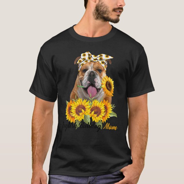 Camiseta Cachorro Inglês Mãe Cachorro Sunflower Summer Mamã (Frente)