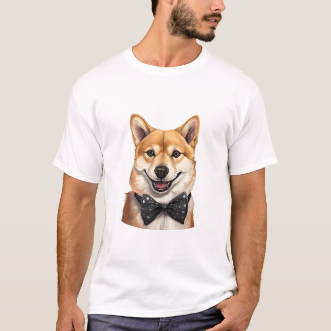 Camiseta Cachorro Inu Vestindo Tie Arco (Frente)