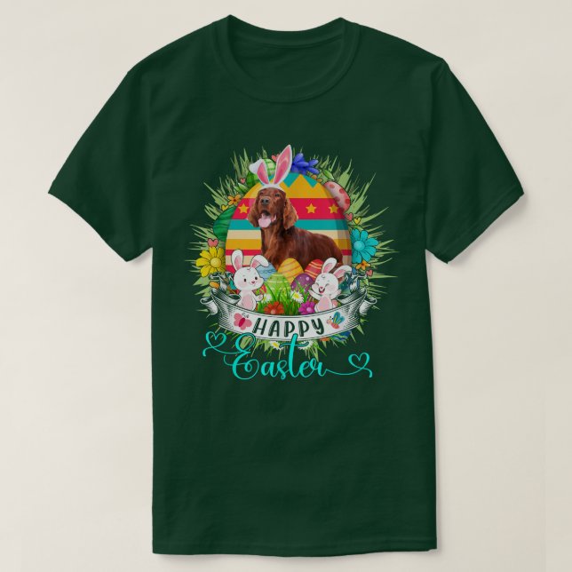 Camiseta Cachorro Irlandês Na Cesta De Ovos De Páscoa Hap (Frente do Design)
