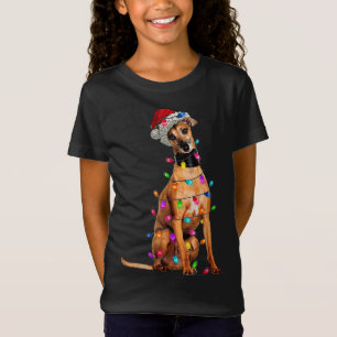 Camiseta Cachorro Italiano Cachorro Árvore de Natal Luzes d